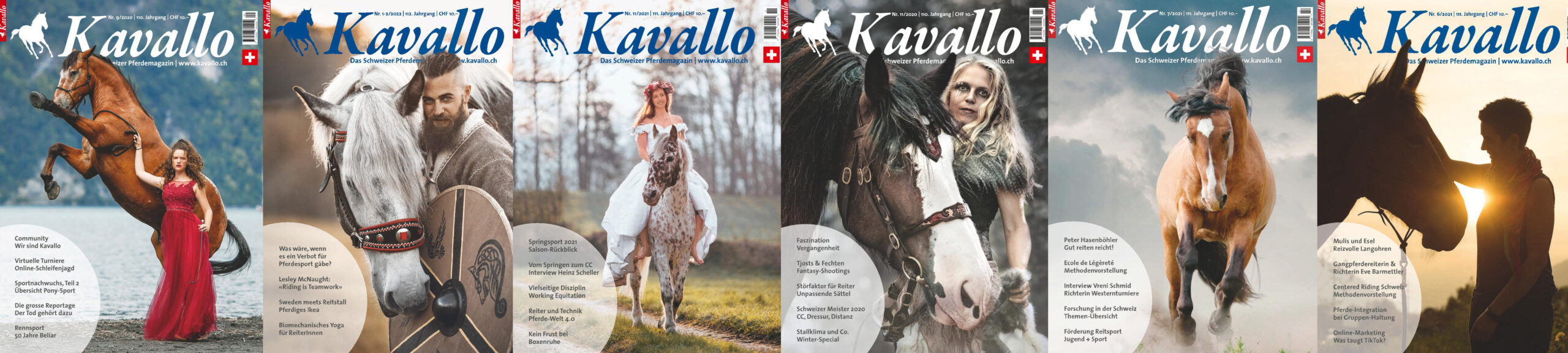 Auswahl an Titelblättern des «Kavallo». Eine starke Bildsprache sowie die Berücksichtigung von Influencern sind auf dem Cover eines Community-Magazins von immenser Bedeutung.